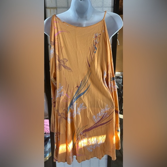 Free People Clear Skies Cold Shoulder Tunic Top Womens Size XSOrange Floral NWT - Picture 7 of 9